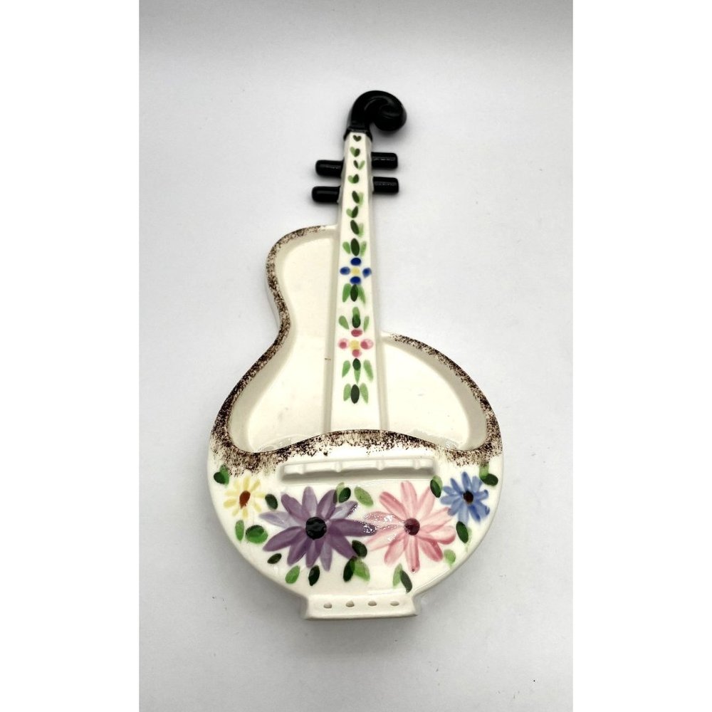 Vtg. Ceramic Violin Wall Pocket